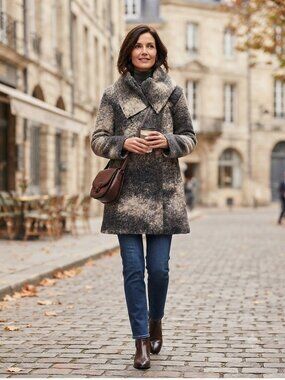 Nanette Lepore Wool Mohair Gray Abstract Crossover Coat